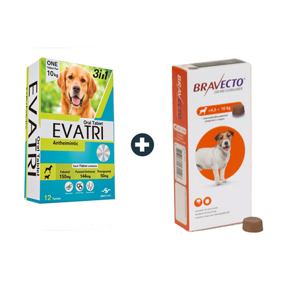 EVATRI Dog De-worming Tablets (1 Tablet) + Bravecto MSD 4.5-10Kg Flea & Tick Treatment