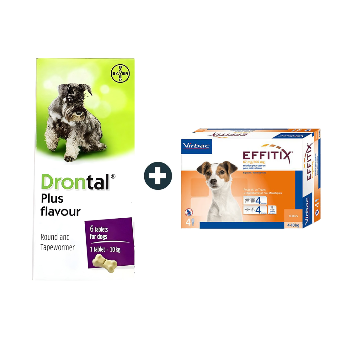 Drontal Dog De-worming Tablets (1 Tablet) + Effitex Virbac 4-10Kg Spot On Flea Solution