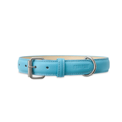 Sky Blue PAWPAW Dog Leather Collar