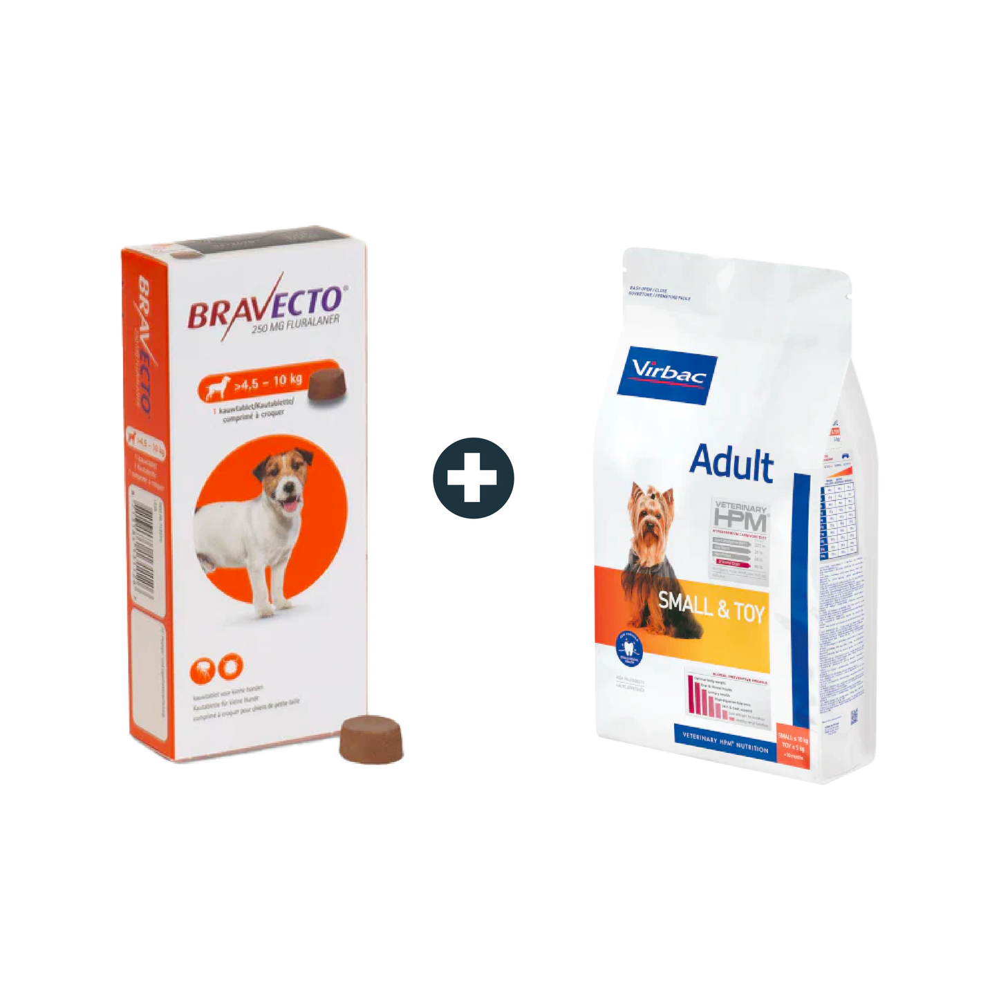 Bravecto MSD 4.5-10Kg Flea & Tick Treatment + Small & Toy Virbac Adult Dog Food - 1.5Kg