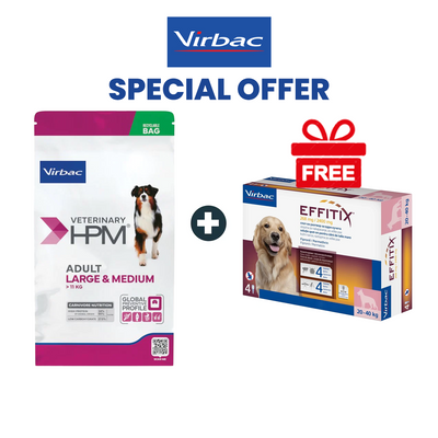 Large & Medium Virbac Adult Dog Food - 16Kg + FREE Virbac Effitix Spot On Flea Solution 20-40Kg - 1 Ampoule