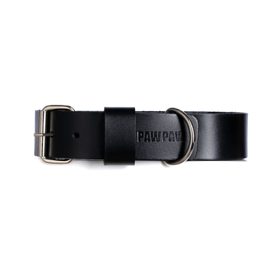 Black PAWPAW Dog Leather Collar