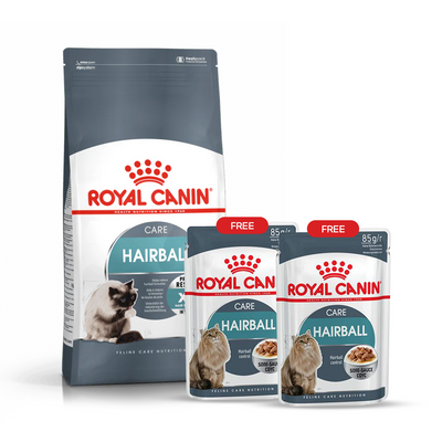 Intense Hairball 34 Adult Cat Food Bundle (Dry 2kg + 2 Wet 85g FREE)