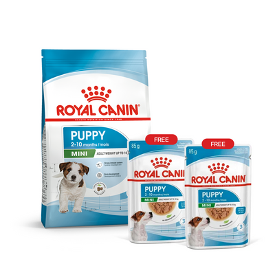 Mini Puppy Food Bundle (Dry 4kg + 2 Wet 85g FREE)