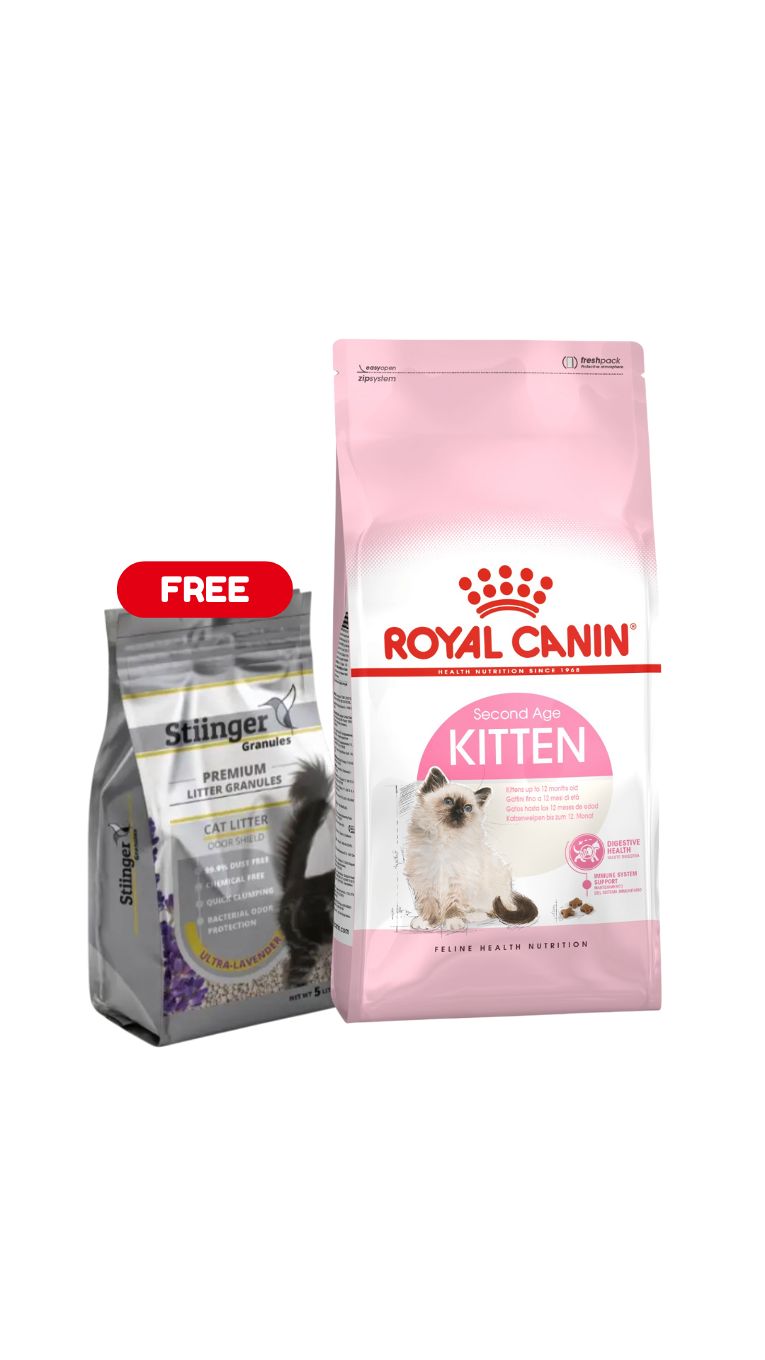 Kitten Second Age 4kg or 10kg + FREE Stiinger Premium Litter 4kg