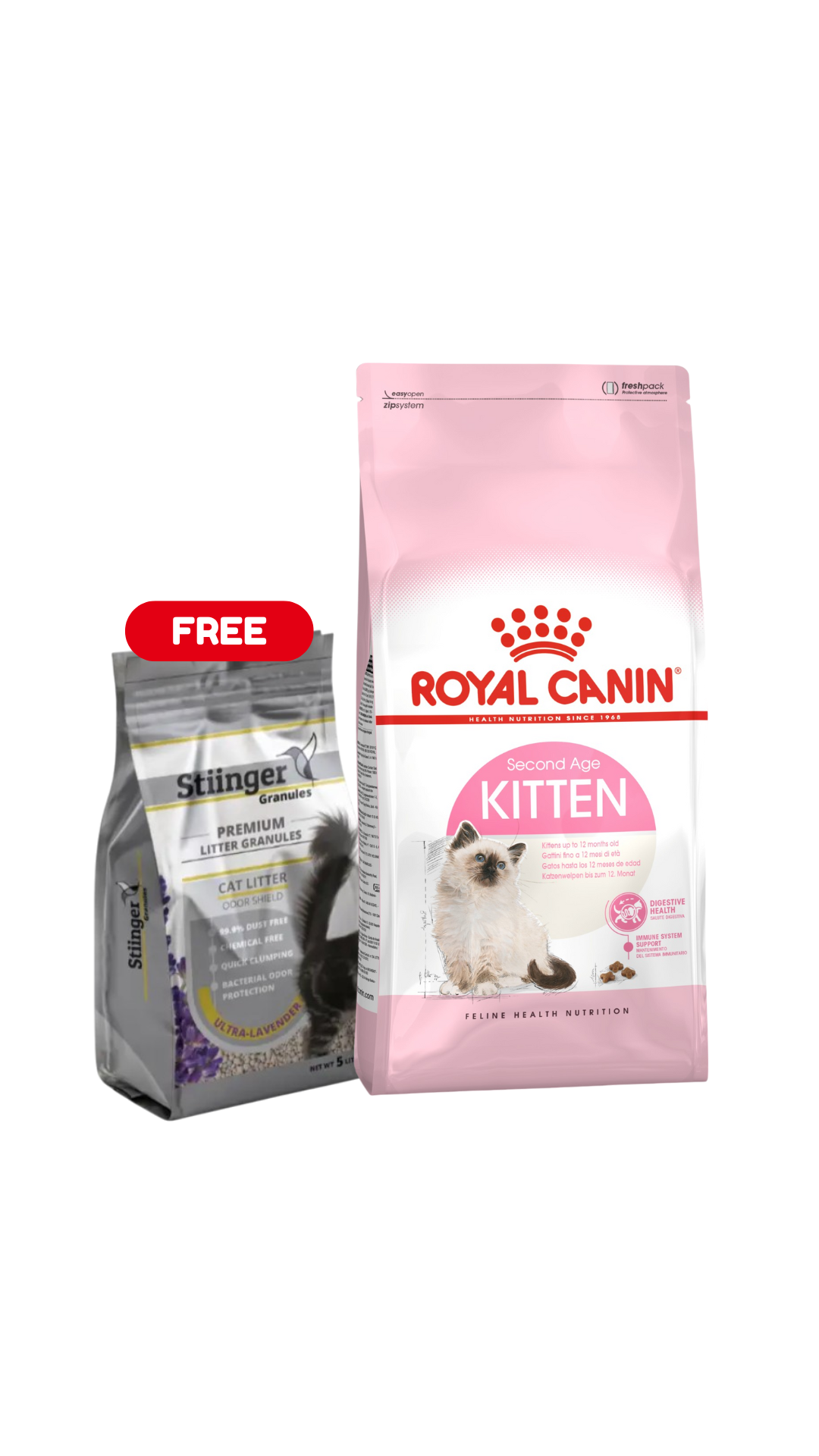Kitten Second Age 4Kg or 10Kg Royal Canin Cat Food + FREE Stiinger Premium Litter 4Kg