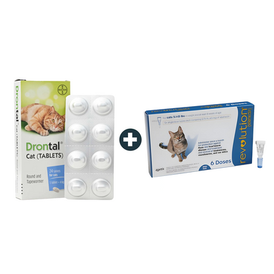 Drontal Cat De-worming Tablet + Zoetis Revolution Flea & Tick Treatment