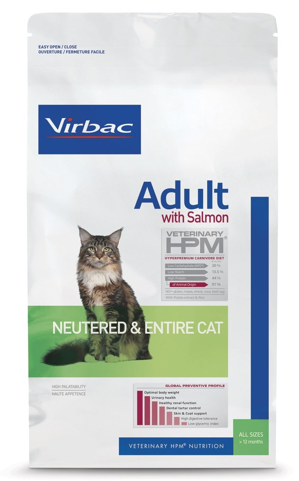 Adult With Salmon Neutered & Entire Virbac All Breeds Cat Food - 1.5Kg