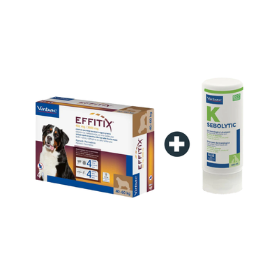 Effitex Virbac 40-60Kg Spot On Flea Solution + Sebolytic Virbac 250ml Medicated Shampoo