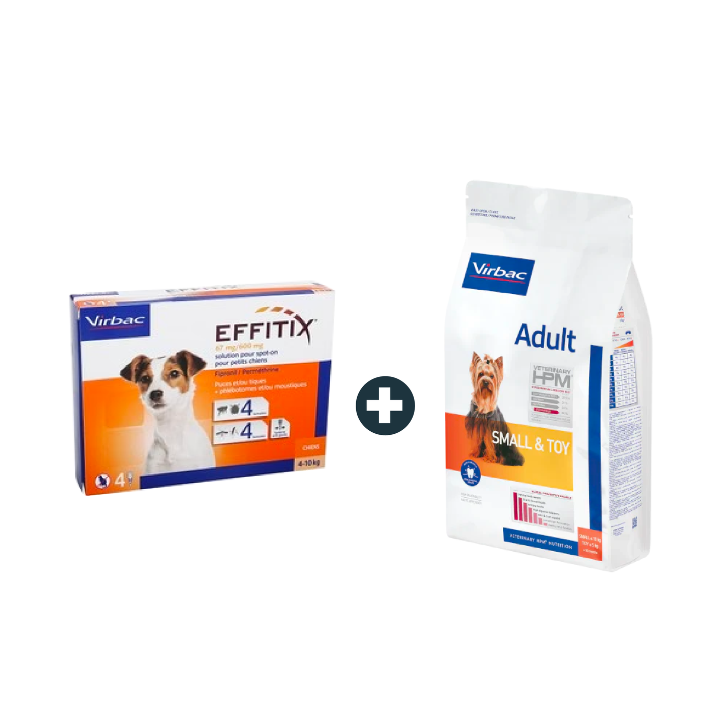 Effitex Virbac 4-10Kg Spot On Flea Solution + Small & Toy Virbac Adult Dog Food - 1.5Kg