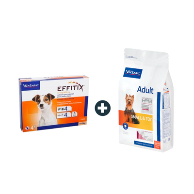 Effitex Virbac 4-10Kg Spot On Flea Solution + Small & Toy Virbac Adult Dog Food - 1.5Kg