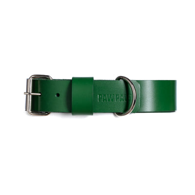 Green PAWPAW Dog Leather Collar