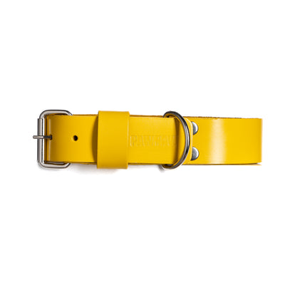 Yellow PAWPAW Dog Leather Collar