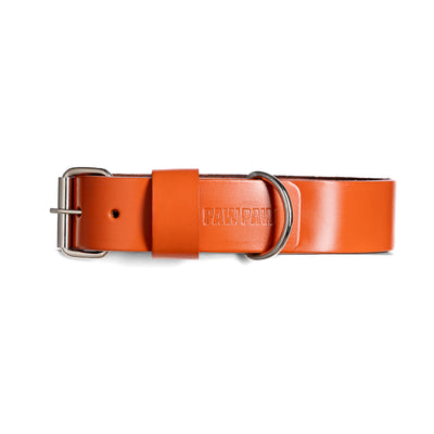 Orange PAWPAW Dog Leather Collar
