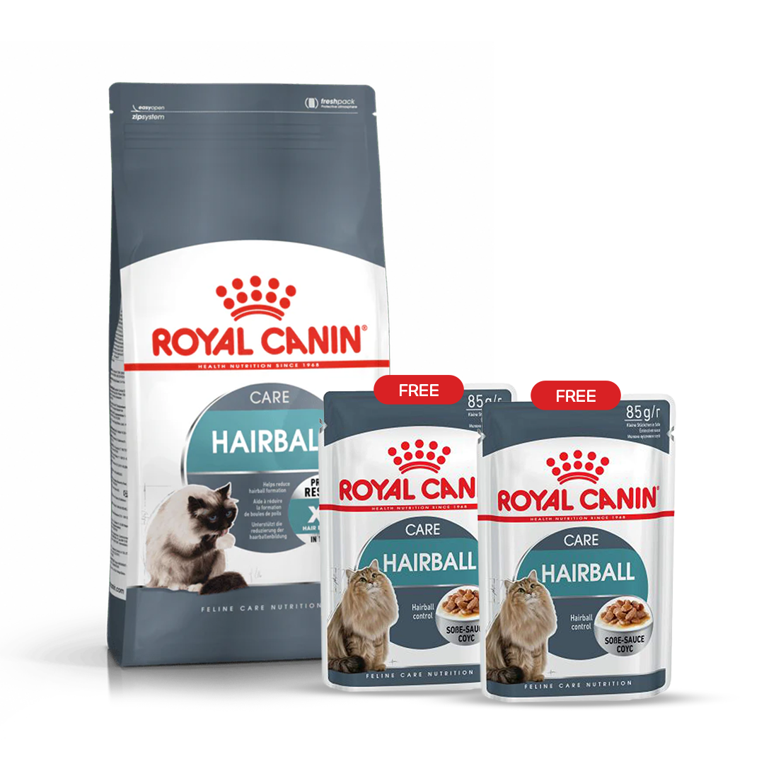 Intense Hairball 34 Adult Cat Food Bundle (Dry 2kg + 2 Wet 85g FREE)