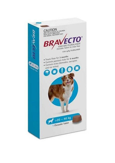 Bravecto MSD 20-40Kg Adult Dog Flea & Tick Treatment - 1 Tablet
