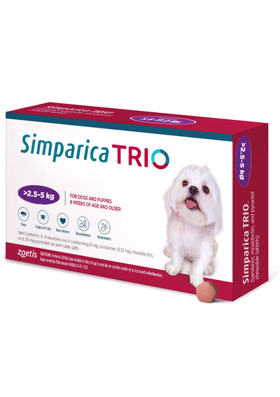 Simparica Trio Dog Tablets 2.5-5Kg - 1 Tablet